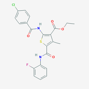Ethyl 2-[(4-chlorobenzoyl)amino]-5-[(2-fluoroanilino)carbonyl]-4-methyl-3-thiophenecarboxylate