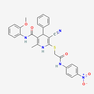 5-cyano-N-(2-methoxyphenyl)-2-methyl-6-({2-[(4-nitrophenyl)amino]-2-oxoethyl}thio)-4-phenyl-1,4-dihydro-3-pyridinecarboxamide