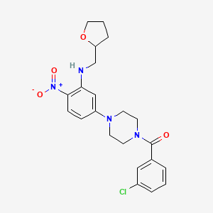 molecular formula C22H25ClN4O4 B4062281 5-[4-(3-氯苯甲酰)-1-哌嗪基]-2-硝基-N-(四氢-2-呋喃基甲基)苯胺 
