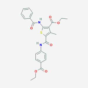 molecular formula C25H24N2O6S B406229 Ethyl 2-(benzoylamino)-5-{[4-(ethoxycarbonyl)anilino]carbonyl}-4-methyl-3-thiophenecarboxylate 