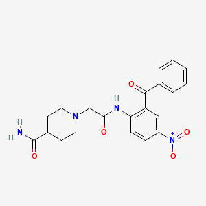 molecular formula C21H22N4O5 B4062293 1-{2-[(2-苯甲酰基-4-硝基苯基)氨基]-2-氧代乙基}-4-哌啶甲酰胺 