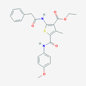 molecular formula C24H24N2O5S B406231 Ethyl 5-[(4-methoxyphenyl)carbamoyl]-4-methyl-2-[(phenylacetyl)amino]thiophene-3-carboxylate 