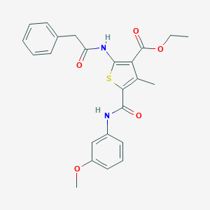 molecular formula C24H24N2O5S B406232 Ethyl 5-[(3-methoxyanilino)carbonyl]-4-methyl-2-[(phenylacetyl)amino]-3-thiophenecarboxylate 