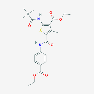 Ethyl 2-[(2,2-dimethylpropanoyl)amino]-5-{[4-(ethoxycarbonyl)anilino]carbonyl}-4-methyl-3-thiophenecarboxylate