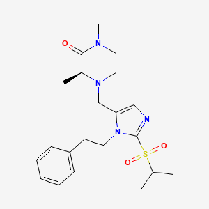 molecular formula C21H30N4O3S B4062366 (3S*)-4-{[2-(isopropylsulfonyl)-1-(2-phenylethyl)-1H-imidazol-5-yl]methyl}-1,3-dimethyl-2-piperazinone 