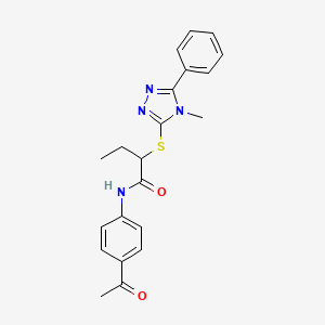 N-(4-acetylphenyl)-2-[(4-methyl-5-phenyl-4H-1,2,4-triazol-3-yl)thio]butanamide