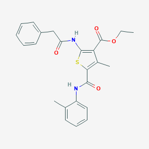 molecular formula C24H24N2O4S B406238 Ethyl 4-methyl-2-[(phenylacetyl)amino]-5-(2-toluidinocarbonyl)-3-thiophenecarboxylate 