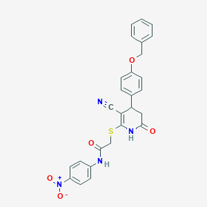 molecular formula C27H22N4O5S B4062391 2-({4-[4-(benzyloxy)phenyl]-3-cyano-6-oxo-1,4,5,6-tetrahydro-2-pyridinyl}thio)-N-(4-nitrophenyl)acetamide 