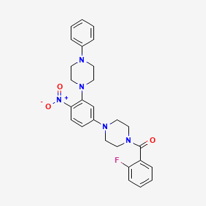 molecular formula C27H28FN5O3 B4062403 1-(2-fluorobenzoyl)-4-[4-nitro-3-(4-phenyl-1-piperazinyl)phenyl]piperazine 