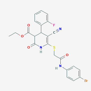 ethyl 6-({2-[(4-bromophenyl)amino]-2-oxoethyl}thio)-5-cyano-4-(2-fluorophenyl)-2-oxo-1,2,3,4-tetrahydro-3-pyridinecarboxylate
