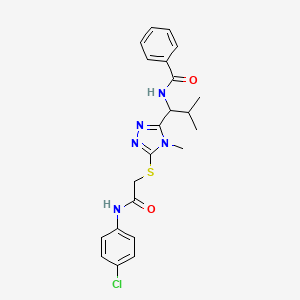 molecular formula C22H24ClN5O2S B4062438 N-{1-[5-({2-[(4-chlorophenyl)amino]-2-oxoethyl}thio)-4-methyl-4H-1,2,4-triazol-3-yl]-2-methylpropyl}benzamide 