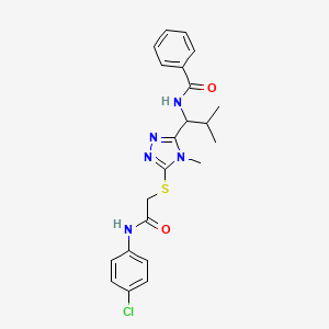 molecular formula C22H24ClN5O2S B4062438 N-{1-[5-({2-[(4-氯苯基)氨基]-2-氧代乙基}硫)-4-甲基-4H-1,2,4-三唑-3-基]-2-甲基丙基}苯甲酰胺 