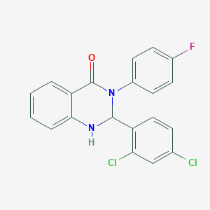 molecular formula C20H13Cl2FN2O B406244 2-(2,4-dichlorophenyl)-3-(4-fluorophenyl)-2,3-dihydroquinazolin-4(1H)-one 
