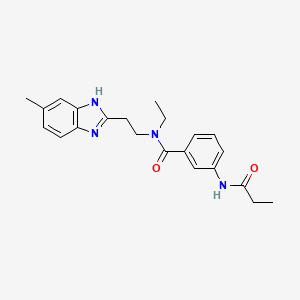 molecular formula C22H26N4O2 B4062446 N-ethyl-N-[2-(5-methyl-1H-benzimidazol-2-yl)ethyl]-3-(propionylamino)benzamide 