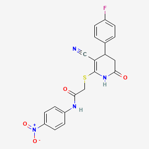 2-{[3-cyano-4-(4-fluorophenyl)-6-oxo-1,4,5,6-tetrahydro-2-pyridinyl]thio}-N-(4-nitrophenyl)acetamide