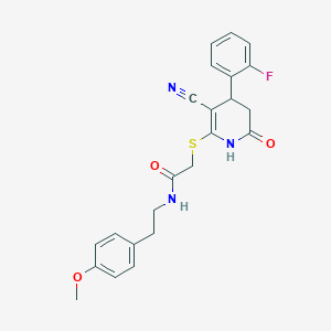 molecular formula C23H22FN3O3S B4062470 2-{[3-cyano-4-(2-fluorophenyl)-6-oxo-1,4,5,6-tetrahydro-2-pyridinyl]thio}-N-[2-(4-methoxyphenyl)ethyl]acetamide 