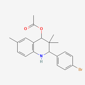 molecular formula C20H22BrNO2 B4062503 2-(4-溴苯基)-3,3,6-三甲基-1,2,3,4-四氢-4-喹啉基乙酸酯 