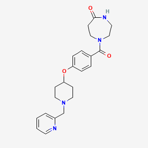 molecular formula C23H28N4O3 B4062517 1-(4-{[1-(2-pyridinylmethyl)-4-piperidinyl]oxy}benzoyl)-1,4-diazepan-5-one 