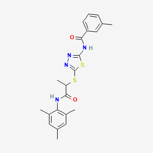 molecular formula C22H24N4O2S2 B4062540 N-(5-{[2-(mesitylamino)-1-methyl-2-oxoethyl]thio}-1,3,4-thiadiazol-2-yl)-3-methylbenzamide 
