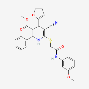 molecular formula C28H25N3O5S B4062560 ethyl 5-cyano-4-(2-furyl)-6-({2-[(3-methoxyphenyl)amino]-2-oxoethyl}thio)-2-phenyl-1,4-dihydro-3-pyridinecarboxylate 