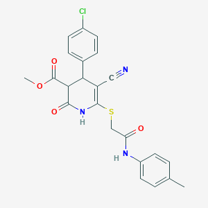 molecular formula C23H20ClN3O4S B4062574 methyl 4-(4-chlorophenyl)-5-cyano-6-({2-[(4-methylphenyl)amino]-2-oxoethyl}thio)-2-oxo-1,2,3,4-tetrahydro-3-pyridinecarboxylate 