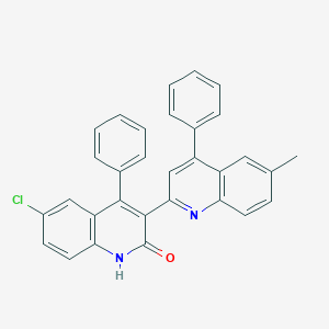 molecular formula C31H21ClN2O B406258 6'-Chloro-6-methyl-4,4'-diphenyl-1'H-[2,3']biquinolinyl-2'-one 