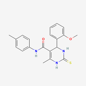 molecular formula C20H21N3O2S B4062590 2-mercapto-6-(2-methoxyphenyl)-4-methyl-N-(4-methylphenyl)-1,6-dihydro-5-pyrimidinecarboxamide 