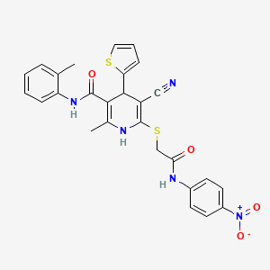 molecular formula C27H23N5O4S2 B4062599 5-cyano-2-methyl-N-(2-methylphenyl)-6-({2-[(4-nitrophenyl)amino]-2-oxoethyl}thio)-4-(2-thienyl)-1,4-dihydro-3-pyridinecarboxamide 