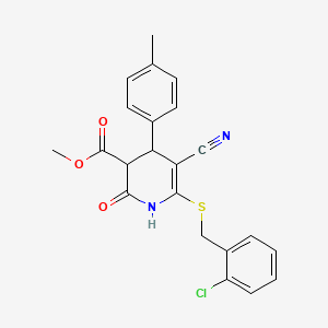 methyl 6-[(2-chlorobenzyl)thio]-5-cyano-4-(4-methylphenyl)-2-oxo-1,2,3,4-tetrahydro-3-pyridinecarboxylate