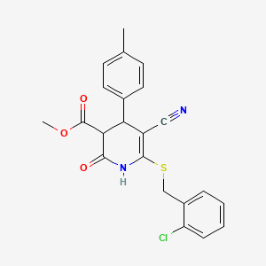 molecular formula C22H19ClN2O3S B4062626 6-[(2-氯苄基)硫]-5-氰基-4-(4-甲基苯基)-2-氧代-1,2,3,4-四氢-3-吡啶甲酸甲酯 