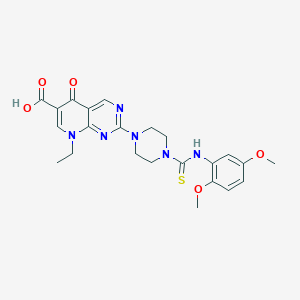 molecular formula C23H26N6O5S B4062642 2-(4-{[(2,5-dimethoxyphenyl)amino]carbonothioyl}-1-piperazinyl)-8-ethyl-5-oxo-5,8-dihydropyrido[2,3-d]pyrimidine-6-carboxylic acid 