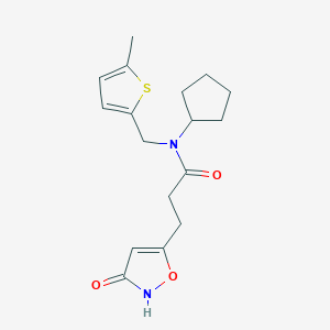 molecular formula C17H22N2O3S B4062656 N-cyclopentyl-3-(3-hydroxyisoxazol-5-yl)-N-[(5-methyl-2-thienyl)methyl]propanamide 
