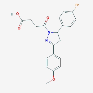 molecular formula C20H19BrN2O4 B406266 4-(5-(4-bromophenyl)-3-(4-methoxyphenyl)-4,5-dihydro-1H-pyrazol-1-yl)-4-oxobutanoic acid CAS No. 309925-78-8