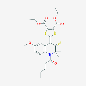 Diethyl 2-(6-methoxy-2,2-dimethyl-1-pentanoyl-3-sulfanylidenequinolin-4-ylidene)-1,3-dithiole-4,5-dicarboxylate