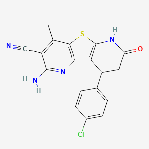 molecular formula C18H13ClN4OS B4062699 2-amino-9-(4-chlorophenyl)-4-methyl-7-oxo-6,7,8,9-tetrahydropyrido[2',3':4,5]thieno[2,3-b]pyridine-3-carbonitrile 