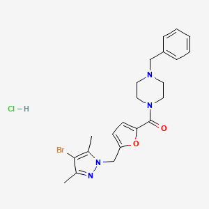 molecular formula C22H26BrClN4O2 B4062703 1-benzyl-4-{5-[(4-bromo-3,5-dimethyl-1H-pyrazol-1-yl)methyl]-2-furoyl}piperazine hydrochloride 