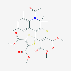 molecular formula C28H29NO9S3 B406274 Tetramethyl 6'-acetyl-5',5',7',9'-tetramethyl-5',6'-dihydrospiro[1,3-dithiole-2,1'-thiopyrano[2,3-c]quinoline]-2',3',4,5-tetracarboxylate 