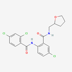 molecular formula C19H17Cl3N2O3 B4062757 2,4-dichloro-N-(4-chloro-2-{[(tetrahydro-2-furanylmethyl)amino]carbonyl}phenyl)benzamide 