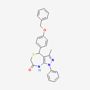 molecular formula C26H23N3O2S B4062769 4-[4-(苄氧基)苯基]-3-甲基-1-苯基-4,8-二氢-1H-吡唑并[3,4-e][1,4]噻氮杂卓-7(6H)-酮 