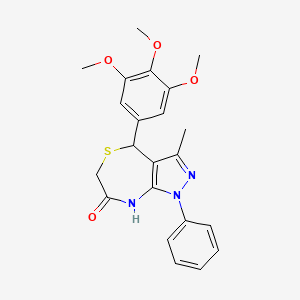 molecular formula C22H23N3O4S B4062776 3-methyl-1-phenyl-4-(3,4,5-trimethoxyphenyl)-4,8-dihydro-1H-pyrazolo[3,4-e][1,4]thiazepin-7(6H)-one 
