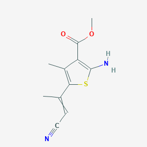 molecular formula C11H12N2O2S B406281 Methyl 2-amino-5-(1-cyanoprop-1-en-2-yl)-4-methylthiophene-3-carboxylate CAS No. 4815-42-3