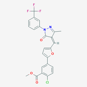methyl 2-chloro-5-[5-[(Z)-[3-methyl-5-oxo-1-[3-(trifluoromethyl)phenyl]pyrazol-4-ylidene]methyl]furan-2-yl]benzoate