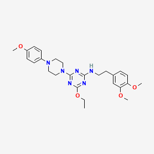 molecular formula C26H34N6O4 B4062855 N-[2-(3,4-dimethoxyphenyl)ethyl]-4-ethoxy-6-[4-(4-methoxyphenyl)-1-piperazinyl]-1,3,5-triazin-2-amine 