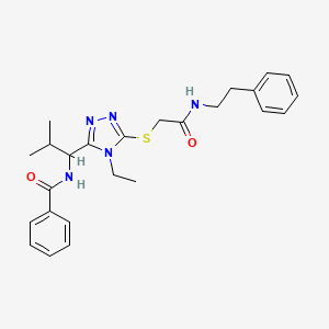 molecular formula C25H31N5O2S B4062888 N-{1-[4-乙基-5-({2-氧代-2-[(2-苯乙基)氨基]乙基}硫)-4H-1,2,4-三唑-3-基]-2-甲基丙基}苯甲酰胺 
