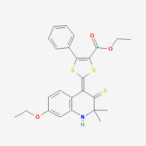 molecular formula C25H25NO3S3 B406290 ethyl (2Z)-2-(7-ethoxy-2,2-dimethyl-3-sulfanylidene-1H-quinolin-4-ylidene)-5-phenyl-1,3-dithiole-4-carboxylate CAS No. 331640-13-2