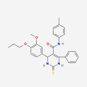 molecular formula C28H29N3O3S B4062905 2-mercapto-6-(3-methoxy-4-propoxyphenyl)-N-(4-methylphenyl)-4-phenyl-1,6-dihydro-5-pyrimidinecarboxamide 