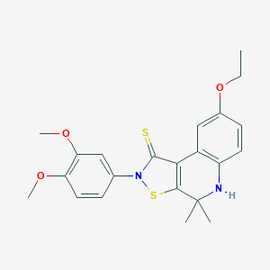 molecular formula C22H24N2O3S2 B406293 2-(3,4-dimethoxyphenyl)-8-ethoxy-4,4-dimethyl-4,5-dihydroisothiazolo[5,4-c]quinoline-1(2H)-thione CAS No. 333340-30-0
