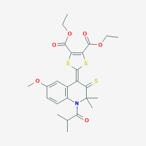 Diethyl 2-[6-methoxy-2,2-dimethyl-1-(2-methylpropanoyl)-3-sulfanylidenequinolin-4-ylidene]-1,3-dithiole-4,5-dicarboxylate