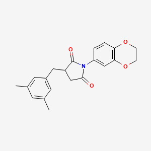molecular formula C21H21NO4 B4062971 1-(2,3-dihydro-1,4-benzodioxin-6-yl)-3-(3,5-dimethylbenzyl)-2,5-pyrrolidinedione 