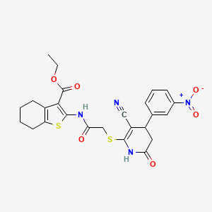 molecular formula C25H24N4O6S2 B4062975 2-[{[({[3-氰基-4-(3-硝基苯基)-6-氧代-1,4,5,6-四氢-2-吡啶基]硫代}乙酰)氨基]-4,5,6,7-四氢-1-苯并噻吩-3-甲酸乙酯 